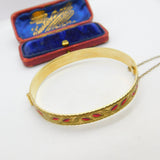 9ct Yellow Gold 50 Microns Rolled Gold Floral Bangle Bracelet Antique c1930