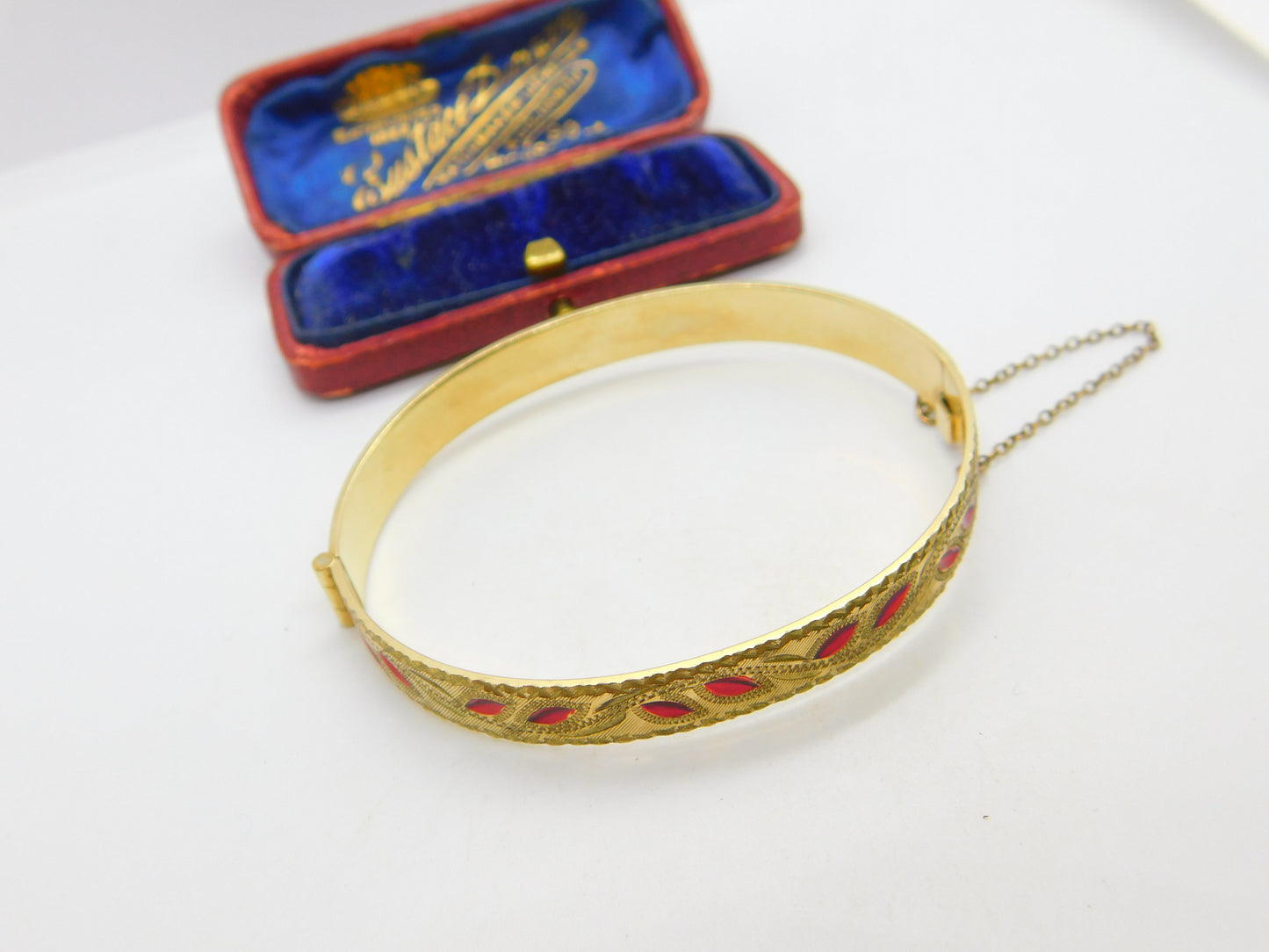 9ct Yellow Gold 50 Microns Rolled Gold Floral Bangle Bracelet Antique c1930