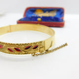 9ct Yellow Gold 50 Microns Rolled Gold Floral Bangle Bracelet Antique c1930