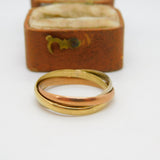 9ct Yellow, White, Rose Gold Russian Wedding Ring Vintage 1984 London