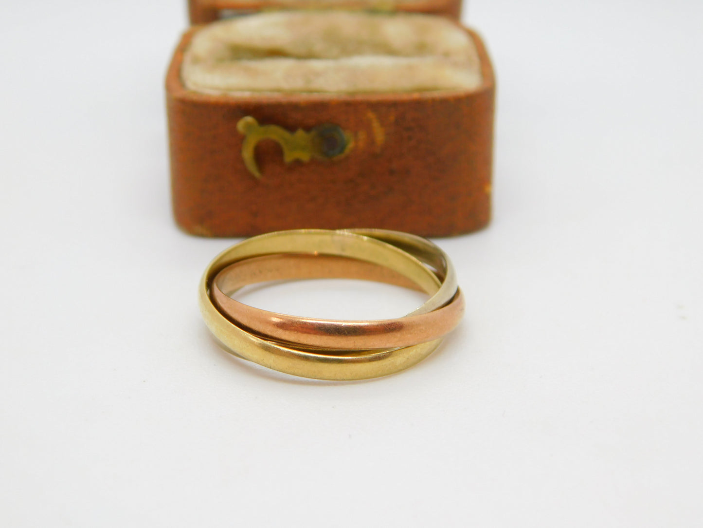 9ct Yellow, White, Rose Gold Russian Wedding Ring Vintage 1984 London