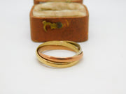 9ct Yellow, White, Rose Gold Russian Wedding Ring Vintage 1984 London