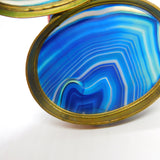 Austro Hungarian Gilt Metal, Blue Agate & Floral Enamel Trinket Box c1860