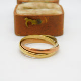 9ct Yellow, White, Rose Gold Russian Wedding Ring Vintage 1984 London