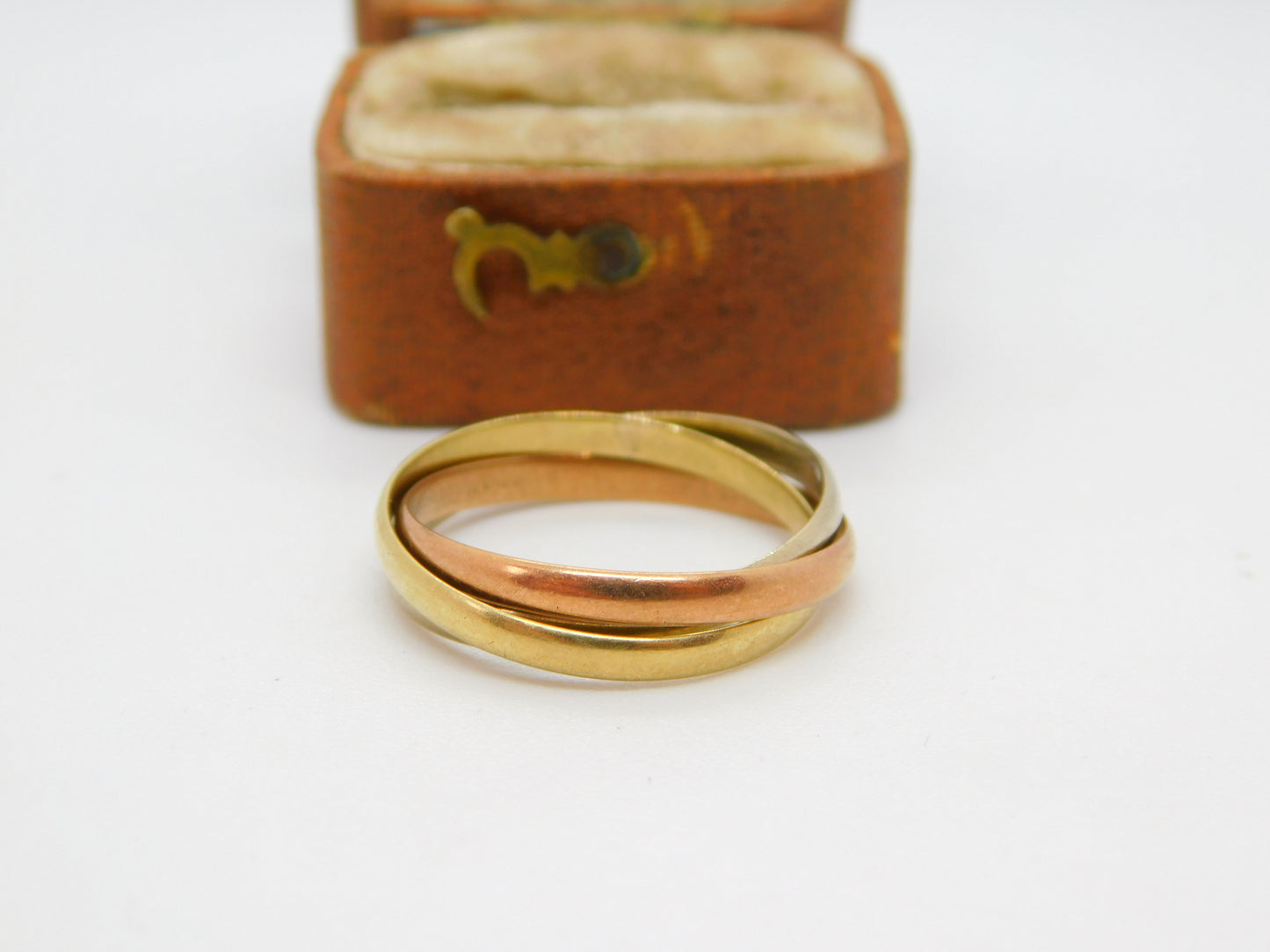 9ct Yellow, White, Rose Gold Russian Wedding Ring Vintage 1984 London