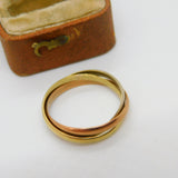 9ct Yellow, White, Rose Gold Russian Wedding Ring Vintage 1984 London