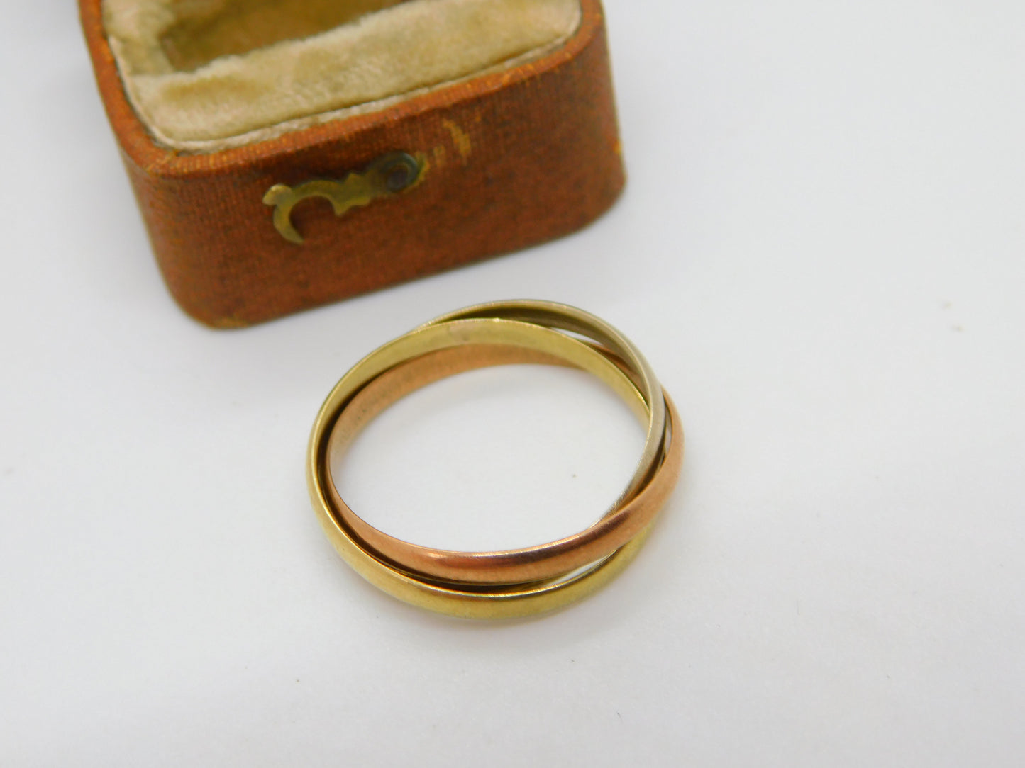 9ct Yellow, White, Rose Gold Russian Wedding Ring Vintage 1984 London