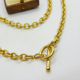Italian 9ct Yellow Gold Cable Link Chain Necklace T-Bar Clasp Vintage c1980 42cm