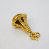 9ct Yellow Gold Cabochon Tiger's Eye Set Fob Pendant Vintage 1963 London