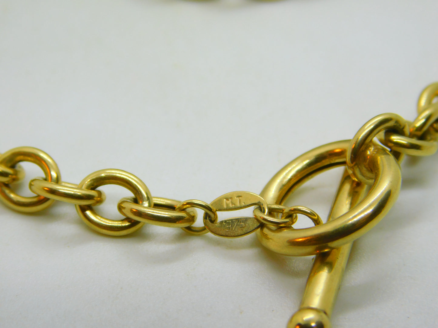 Italian 9ct Yellow Gold Cable Link Chain Necklace T-Bar Clasp Vintage c1980 42cm