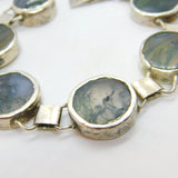 Scottish Sterling Silver Moss Agate Panel Bracelet Edinburgh 1995 Vintage
