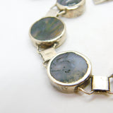 Scottish Sterling Silver Moss Agate Panel Bracelet Edinburgh 1995 Vintage