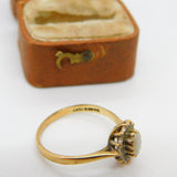 9ct Yellow Gold, Diamond & Opal Floral Cluster Ring Vintage 1986 London