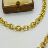 Italian 9ct Yellow Gold Cable Link Chain Necklace T-Bar Clasp Vintage c1980 42cm