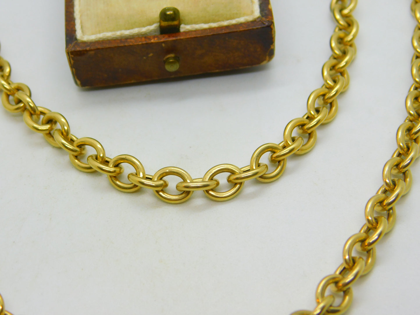 Italian 9ct Yellow Gold Cable Link Chain Necklace T-Bar Clasp Vintage c1980 42cm