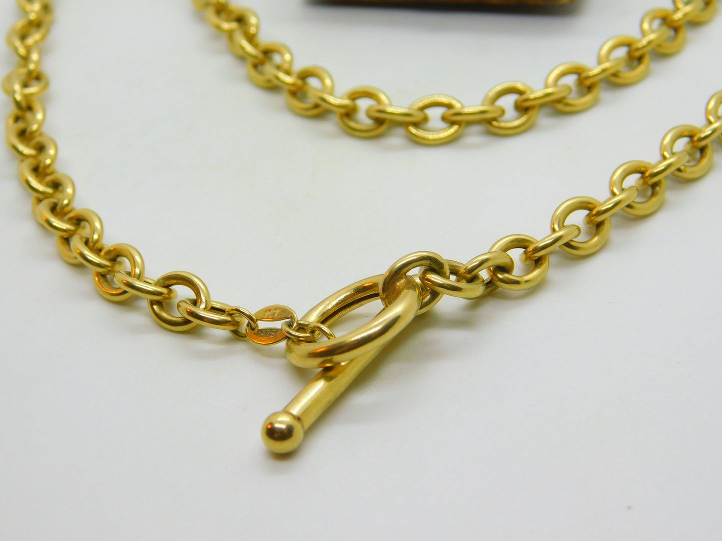 Italian 9ct Yellow Gold Cable Link Chain Necklace T-Bar Clasp Vintage c1980 42cm