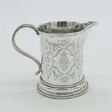Victorian Sterling Silver Rope Edged Floral Cream Jug Antique 1859 London