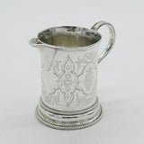 Victorian Sterling Silver Rope Edged Floral Cream Jug Antique 1859 London