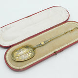 Victorian Large Boxed Sterling Silver Gilt Anointing Spoon Antique 1901 London