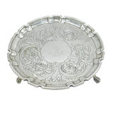 Scottish William IV Sterling Silver Floral Heraldic 8" Salver Antique Edinburgh