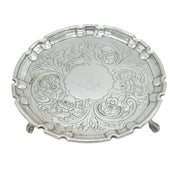 Scottish William IV Sterling Silver Floral Heraldic 8" Salver Antique Edinburgh