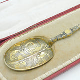 Victorian Large Boxed Sterling Silver Gilt Anointing Spoon Antique 1901 London