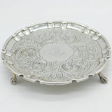 Scottish William IV Sterling Silver Floral Heraldic 8" Salver Antique Edinburgh