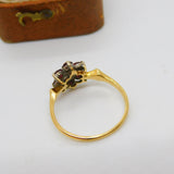 Victorian 18ct Gold, Ruby & 0.1ct Diamond Daisy Flower Ring c1860 Antique