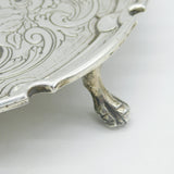 Scottish William IV Sterling Silver Floral Heraldic 8" Salver Antique Edinburgh