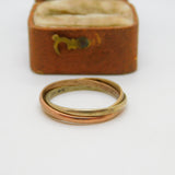 9ct Tri-Colour Gold Wedding Trinity Ring Vintage 1986 London