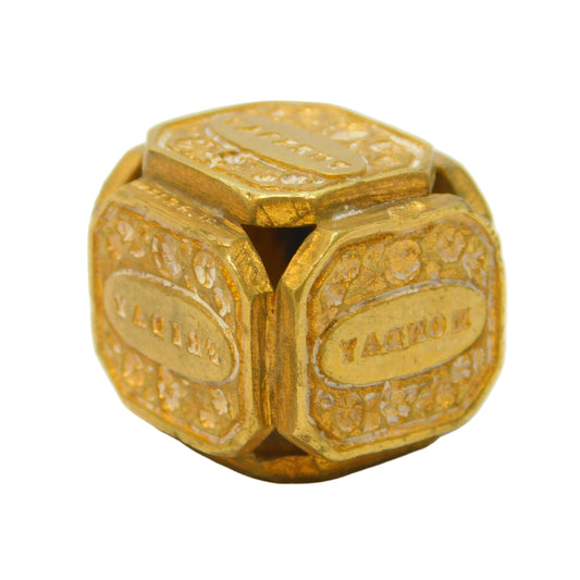 George III Ornate Gilt Metal Six-Sided Days of the Week Dice Antique c1820