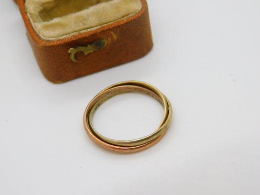 9ct Tri-Colour Gold Wedding Trinity Ring Vintage 1986 London