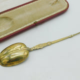 Victorian Large Boxed Sterling Silver Gilt Anointing Spoon Antique 1901 London