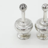 Pair Victorian Sterling Silver Long Stem Salt Pepper Shakers 1869 George Fox