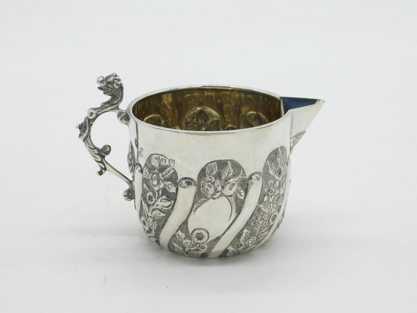 Victorian Sterling Silver Dragon Handle Cream Jug Antique 1890 London