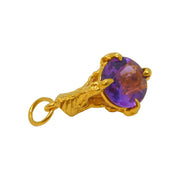 9ct Yellow Gold Amethyst Set Eagle Claw Charm Pendant Vintage 1966 London