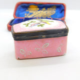 Georgian Bilston Enamel Pink Patch Box with Perched Birds c1820 Antique