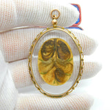 Large Victorian 9ct Yellow Gold Mourning Hair Locket Pendant Antique c1880