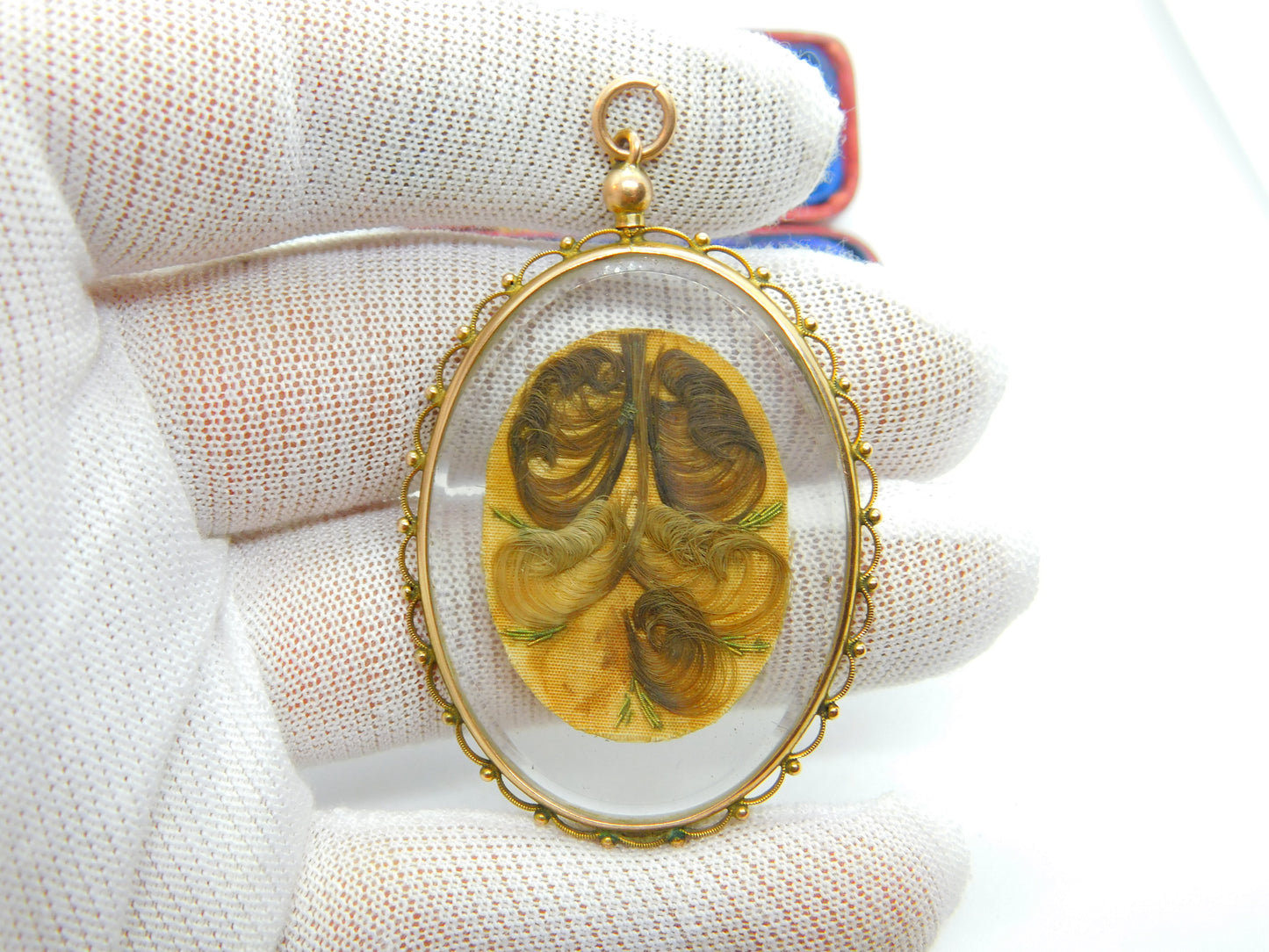 Large Victorian 9ct Yellow Gold Mourning Hair Locket Pendant Antique c1880