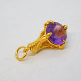 9ct Yellow Gold Amethyst Set Eagle Claw Charm Pendant Vintage 1966 London