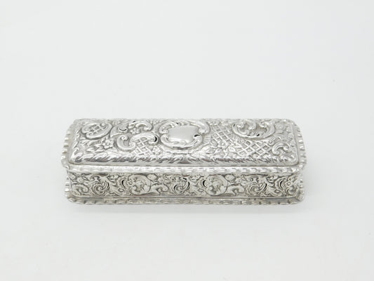 Victorian Sterling Silver Repousse Trinket Box 1899 Birmingham Antique