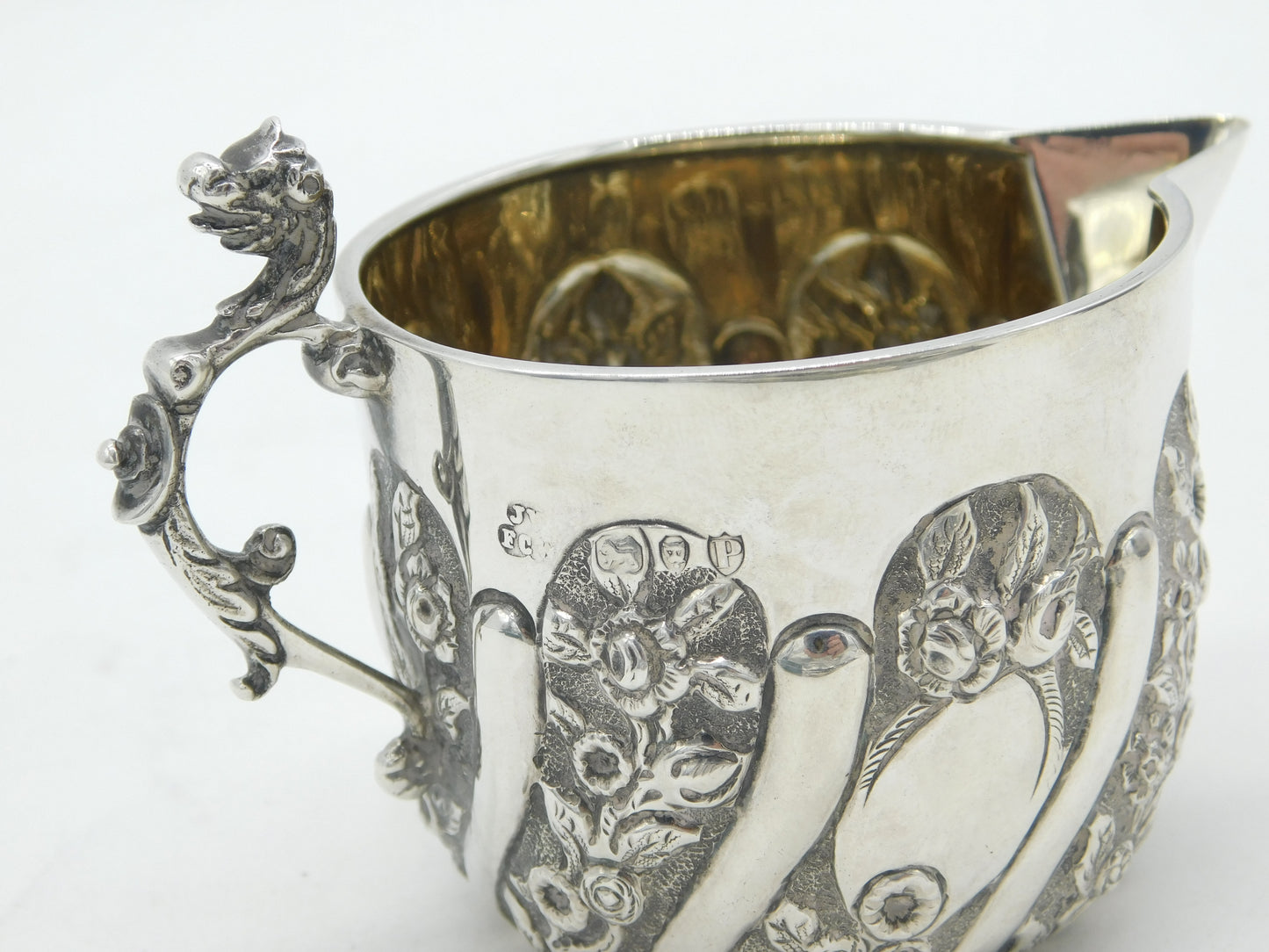 Victorian Sterling Silver Dragon Handle Cream Jug Antique 1890 London