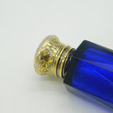 19th Century Sterling Silver Gilt Cobalt Blue Glass Double-Ended Scent Bottle Antique