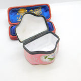 Georgian Bilston Enamel Pink Patch Box with Perched Birds c1820 Antique