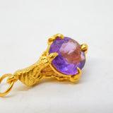 9ct Yellow Gold Amethyst Set Eagle Claw Charm Pendant Vintage 1966 London