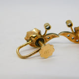 19th Century 18ct Yellow Gold, Cabochon Opal & Paste Screw-Back Earrings Antique c1890