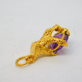 9ct Yellow Gold Amethyst Set Eagle Claw Charm Pendant Vintage 1966 London