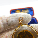 Large Victorian 9ct Yellow Gold Mourning Hair Locket Pendant Antique c1880