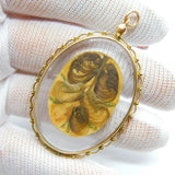 Large Victorian 9ct Yellow Gold Mourning Hair Locket Pendant Antique c1880