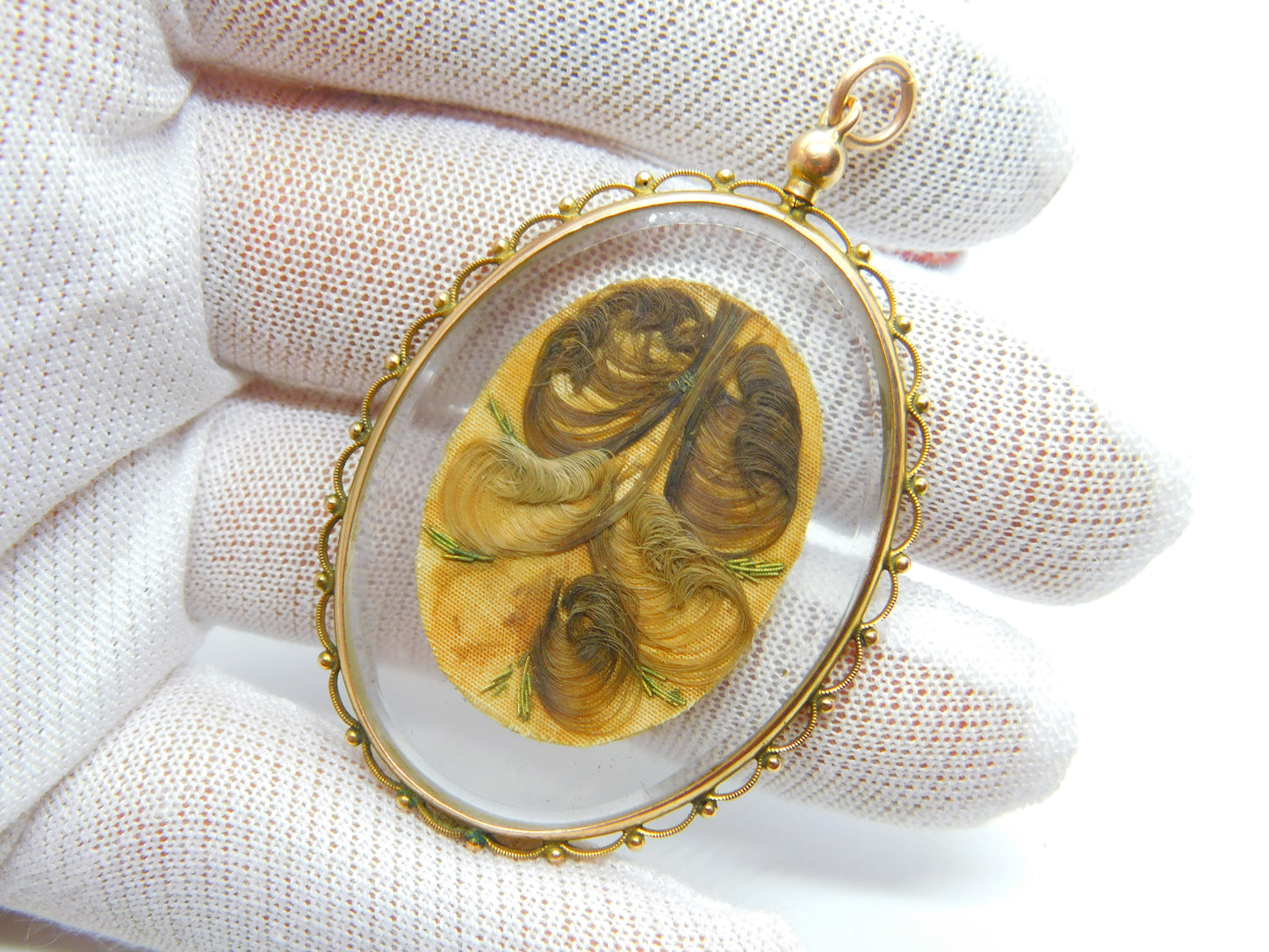 Large Victorian 9ct Yellow Gold Mourning Hair Locket Pendant Antique c1880